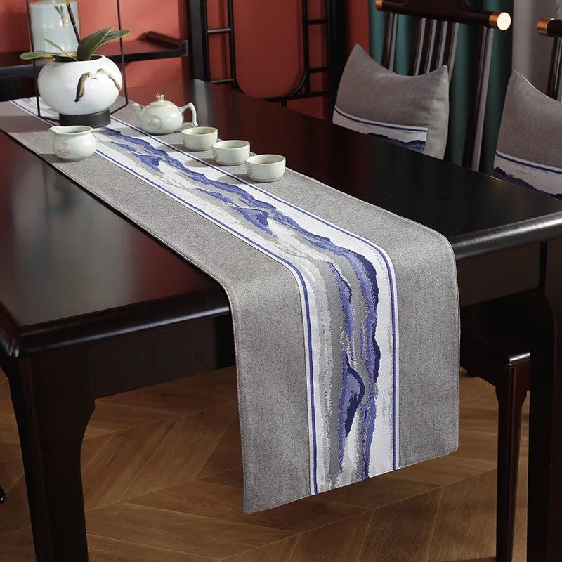 Bluejw Modern Table Runner Linen Embroidered Table Runner Easy-Care Table Runner - Image 1